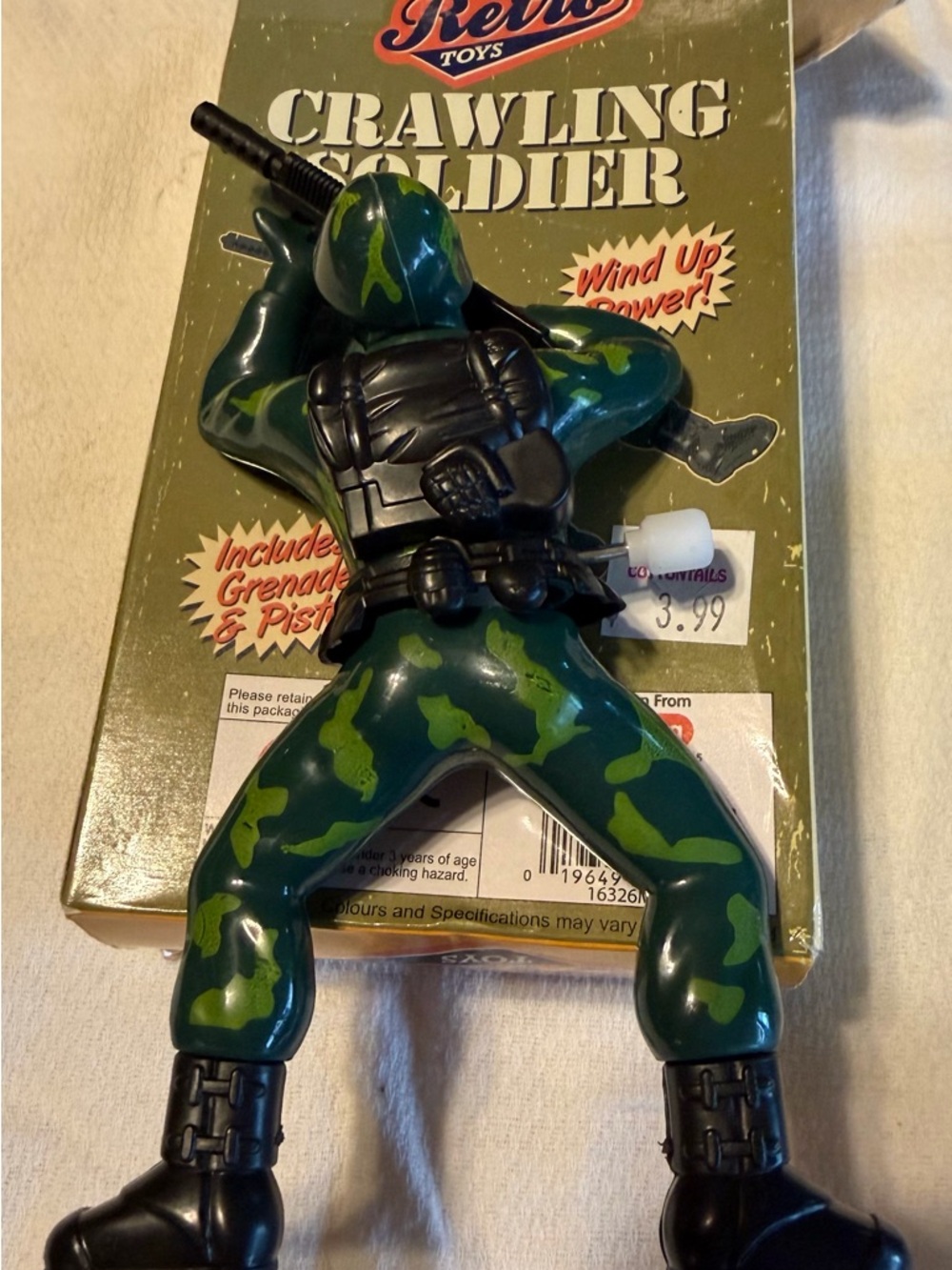 Retro Toys Crawling Soldier - Green Camouflage Wind-Up Toy